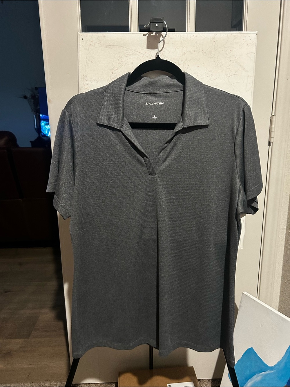 Sport-Tek Women’s Dark Gray Open-Collar Polo